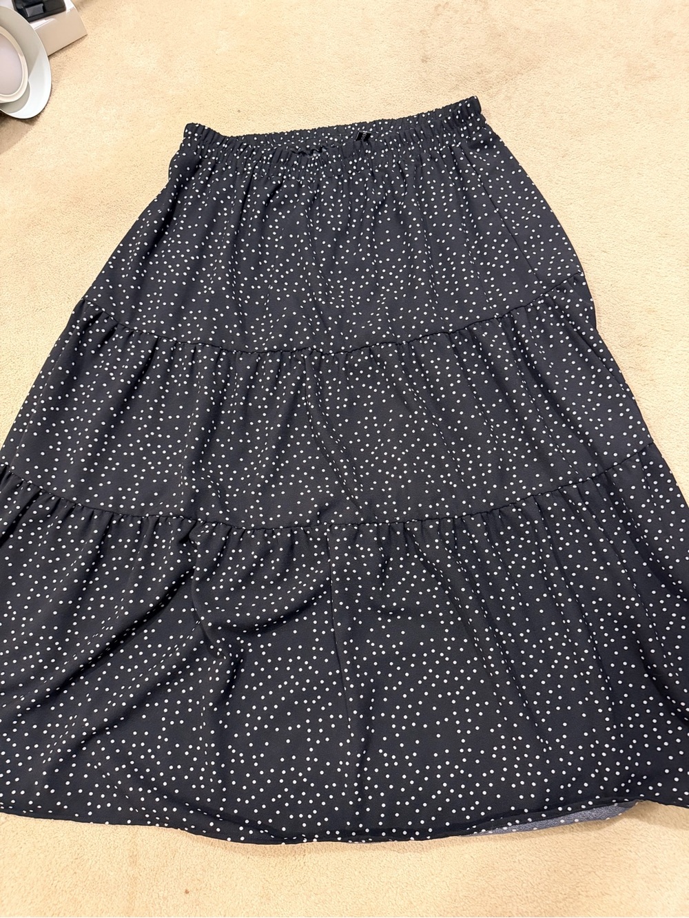 Tiered Navy Polka Dot Maxi Skirt - Women